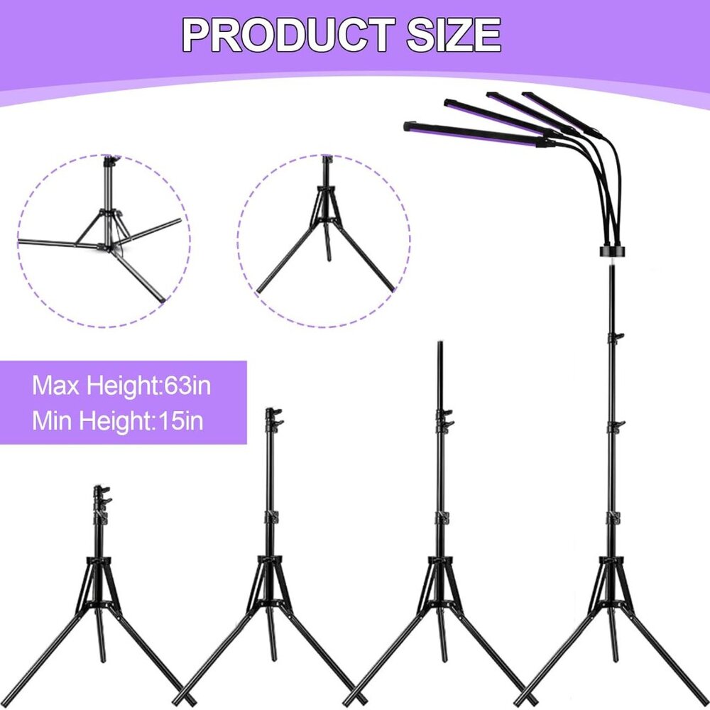 Tanning Lamp for Home Use with Adjustable Stand Purple Light for Indoor - Picture 3 of 7